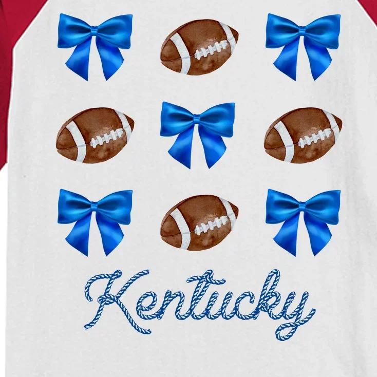 Coquette Bow Football Kentucky Lover Kids Colorblock Raglan Jersey