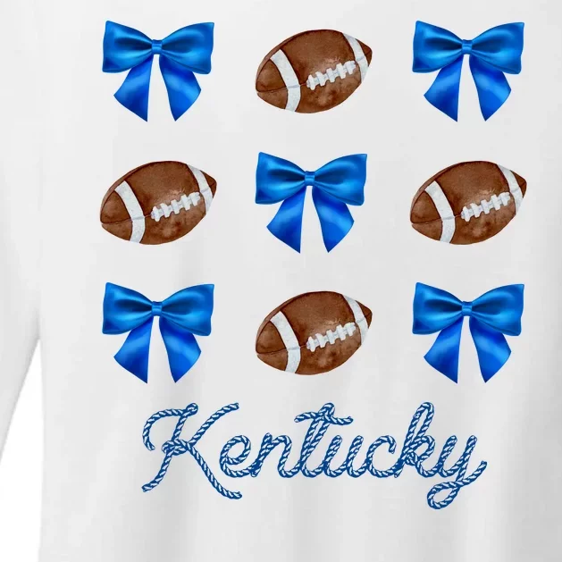 Coquette Bow Football Kentucky Lover Womens CVC Long Sleeve Shirt