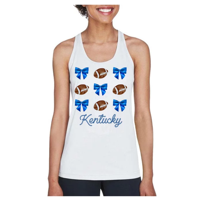 Coquette Bow Football Kentucky Lover Women's Racerback Tank