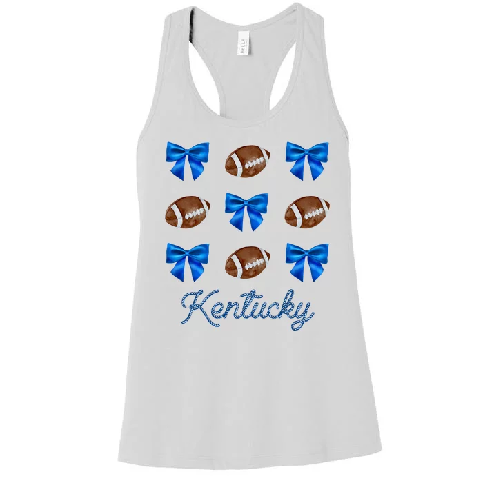 Coquette Bow Football Kentucky Lover Women's Racerback Tank