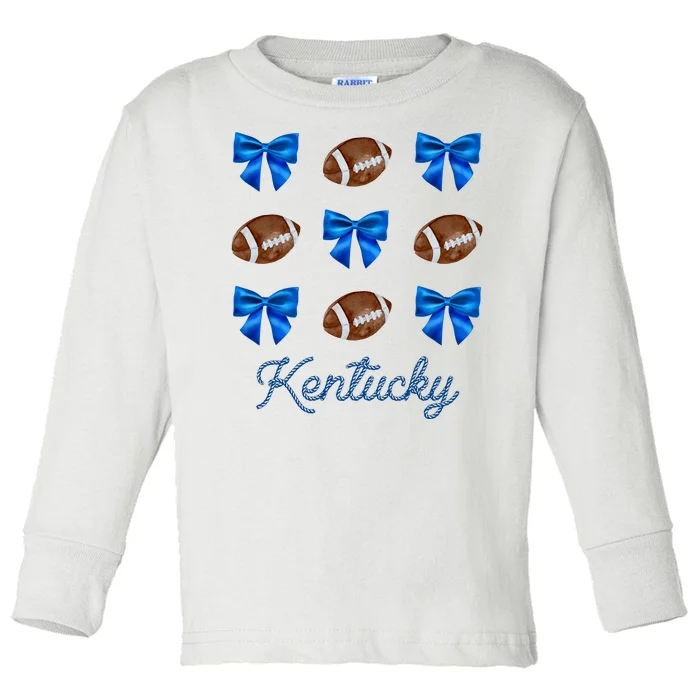 Coquette Bow Football Kentucky Lover Toddler Long Sleeve Shirt