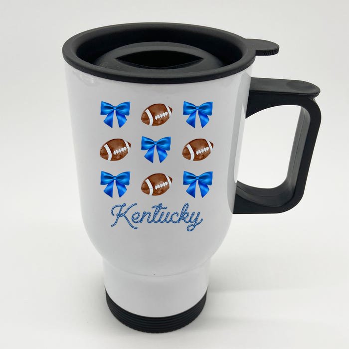 Coquette Bow Football Kentucky Lover Front & Back Stainless Steel Travel Mug