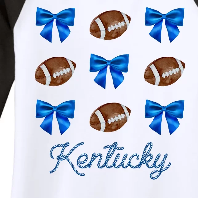 Coquette Bow Football Kentucky Lover Women's Tri-Blend 3/4-Sleeve Raglan Shirt