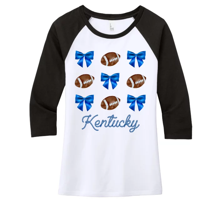 Coquette Bow Football Kentucky Lover Women's Tri-Blend 3/4-Sleeve Raglan Shirt