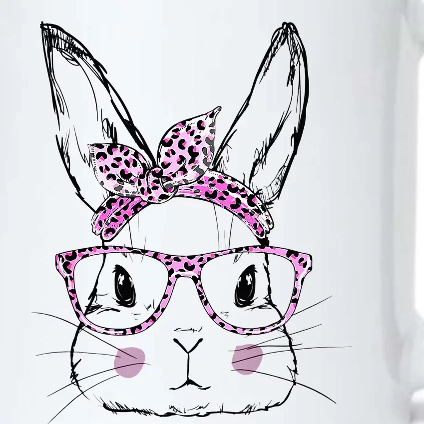 Cute Bunny Face Leopard Easter Day Glasses Black Color Changing Mug