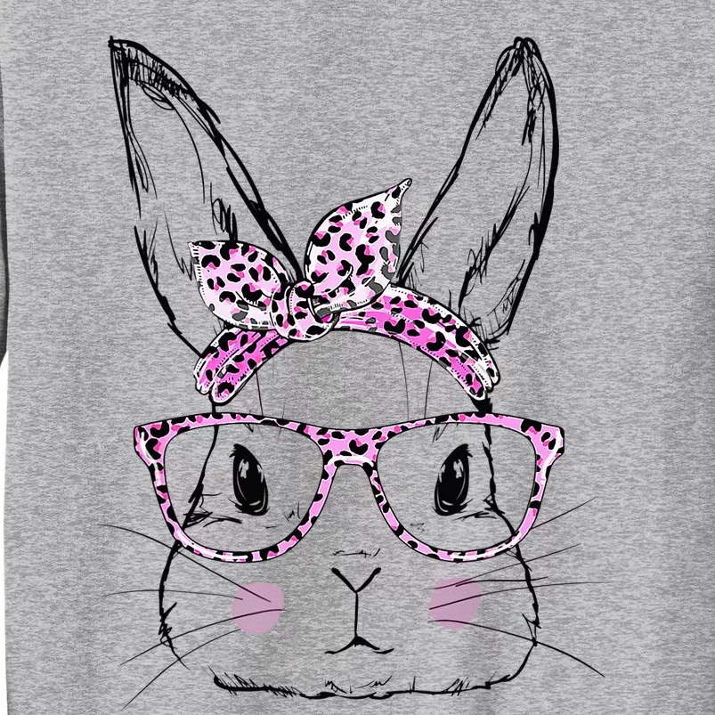 Cute Bunny Face Leopard Easter Day Glasses Tall Sweatshirt