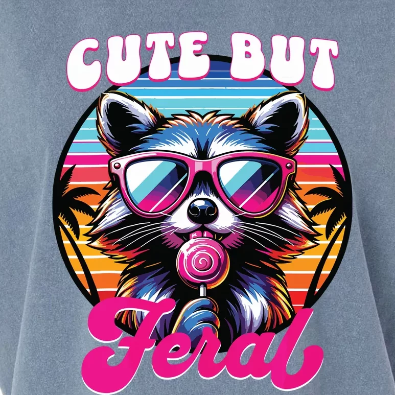 Cute But Feral Funny Trash Panda Garment-Dyed Women's Muscle Tee