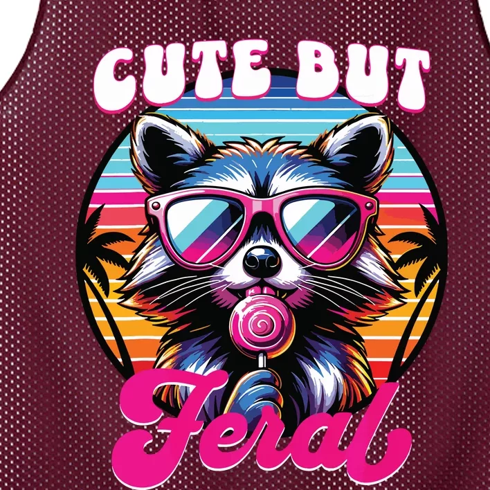 Cute But Feral Funny Trash Panda Mesh Reversible Basketball Jersey Tank