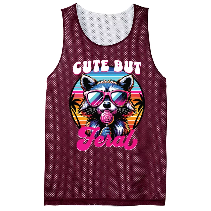 Cute But Feral Funny Trash Panda Mesh Reversible Basketball Jersey Tank