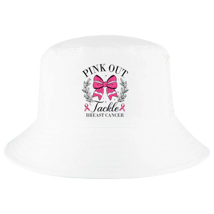 Coquette Bow Football Pin.K Out Tackle Breast Cancer Fight Cool Comfort Performance Bucket Hat