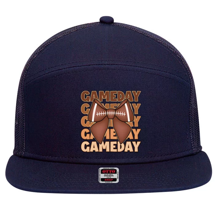 Coqutte Bow Football Game Day 7 Panel Mesh Trucker Snapback Hat