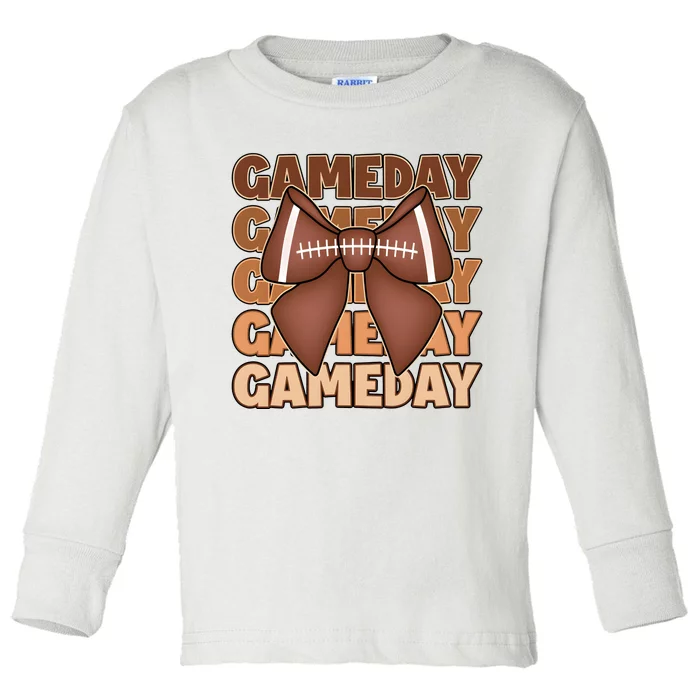 Coqutte Bow Football Game Day Toddler Long Sleeve Shirt