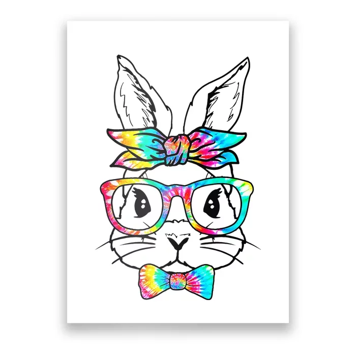 Cute Bunny Face Tie Dye Glasses Headband Easter Day Poster