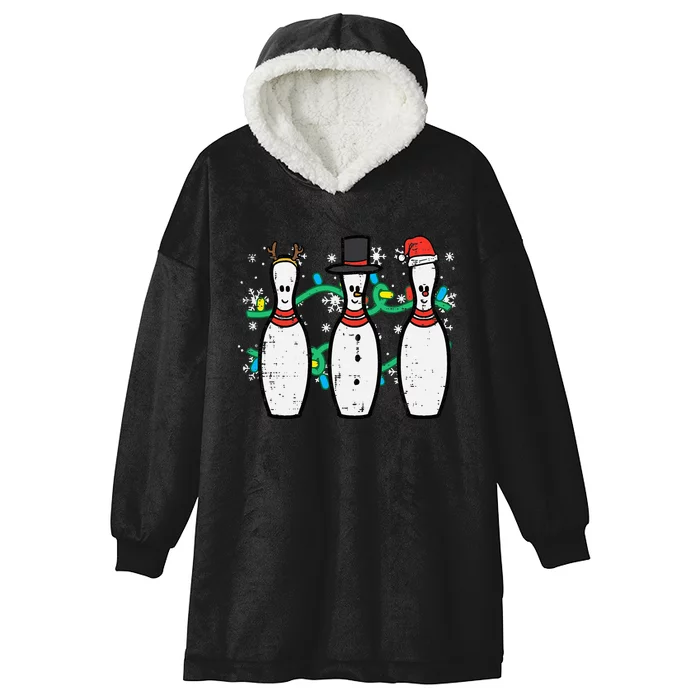 Christmas Bowling Funny Xmas Sports Bowler Hooded Wearable Blanket