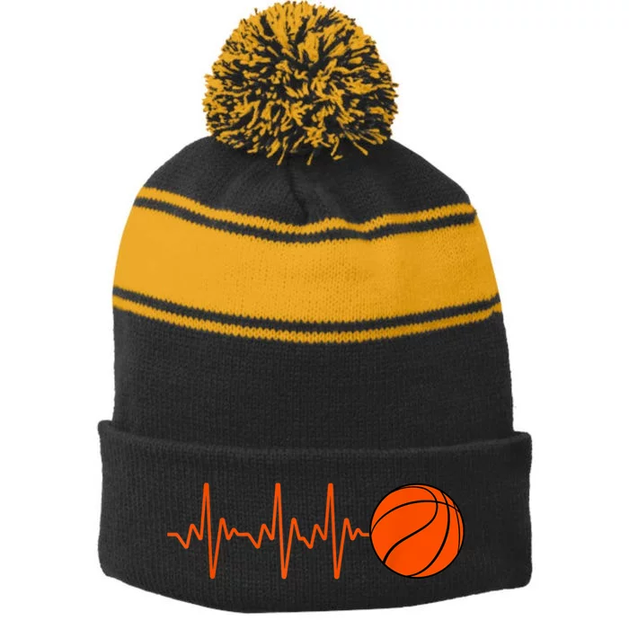 Cool Basketball For Men Women Player Coach Team Sports Lover Stripe Pom Pom Beanie