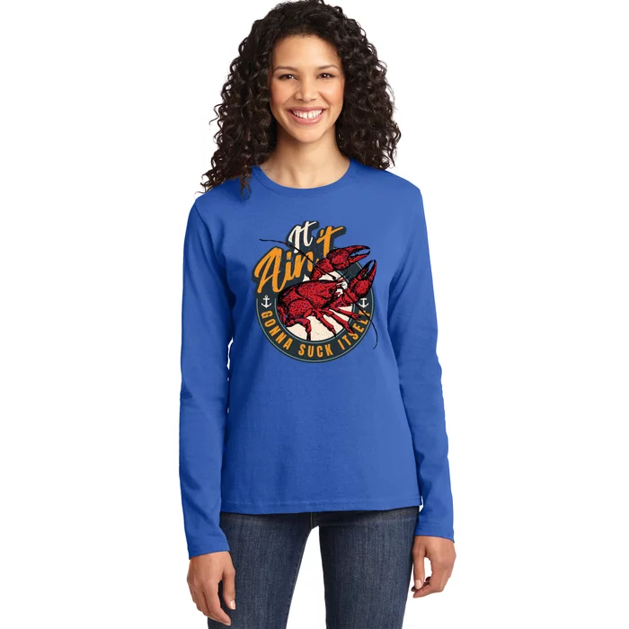 Crawfish Boil Funny Suck Its Bayou Cajun Seafood Festival Cool Gift Ladies Long Sleeve Shirt