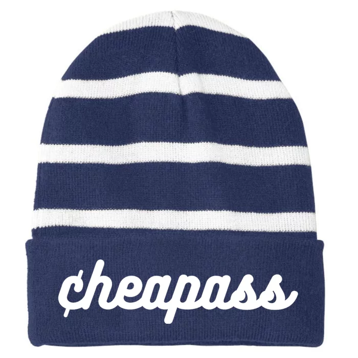 Cheapass Budget Friendly Penny Pincher Thifty Cheap Funny Striped Beanie with Solid Band