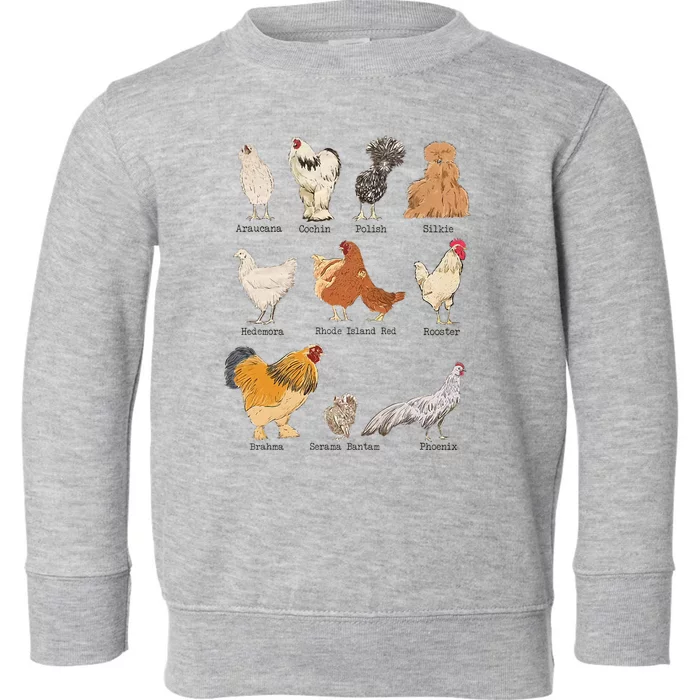 Chicken Breeds Farm Animals Day Support Local Farmer Toddler Sweatshirt