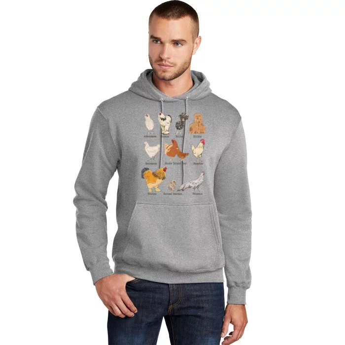 Chicken Breeds Farm Animals Day Support Local Farmer Tall Hoodie