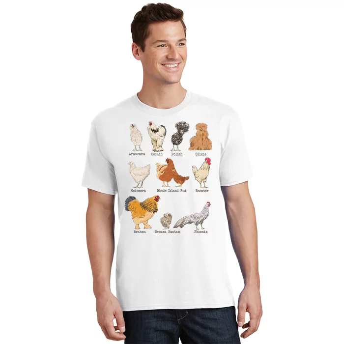 Chicken Breeds Farm Animals Day Support Local Farmer T-Shirt