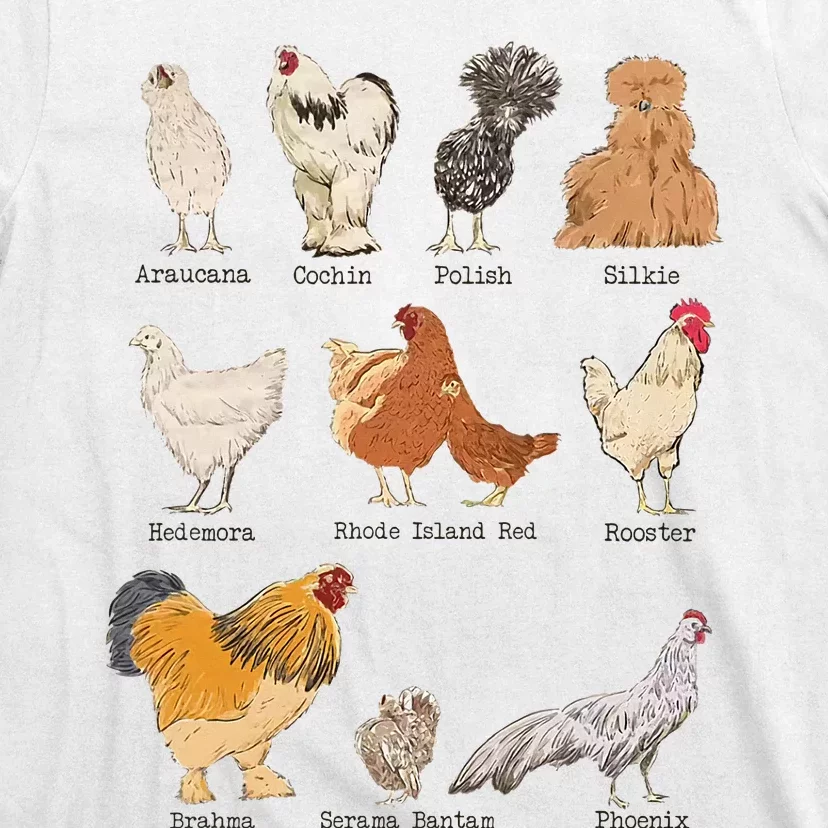 Chicken Breeds Farm Animals Day Support Local Farmer T-Shirt