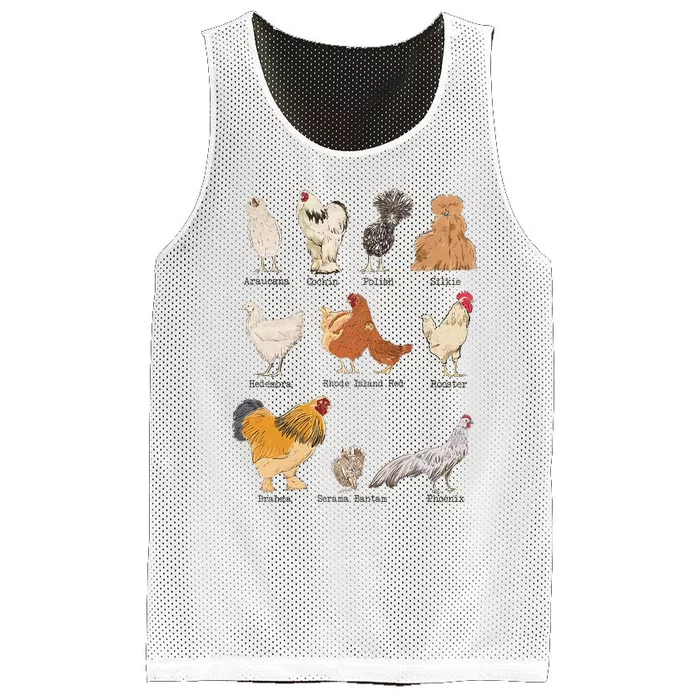 Chicken Breeds Farm Animals Day Support Local Farmer Mesh Reversible Basketball Jersey Tank