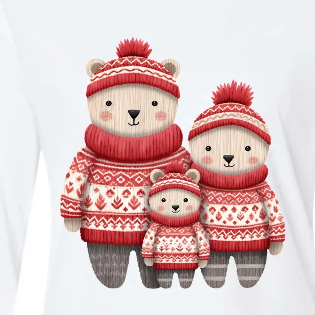 Christmas Bear Family Matching Outfit Womens Cotton Relaxed Long Sleeve T-Shirt