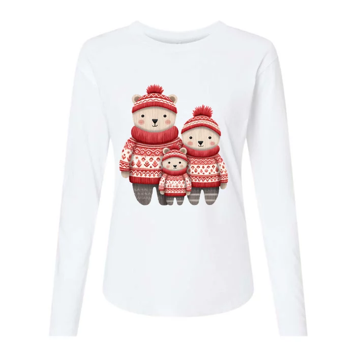 Christmas Bear Family Matching Outfit Womens Cotton Relaxed Long Sleeve T-Shirt