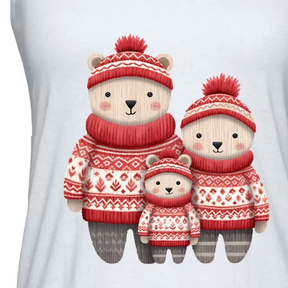 Christmas Bear Family Matching Outfit Ladies Essential Flowy Tank