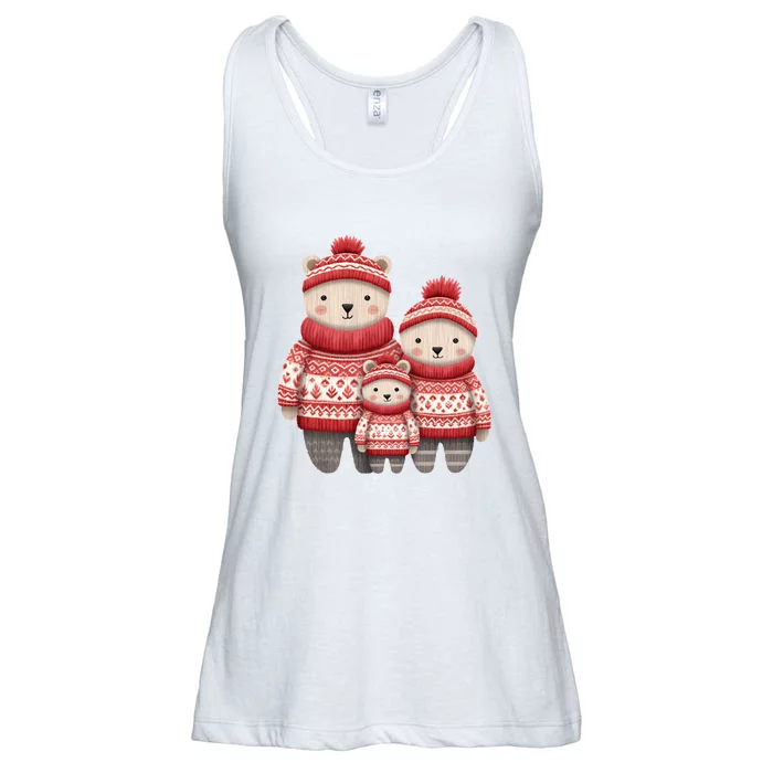 Christmas Bear Family Matching Outfit Ladies Essential Flowy Tank