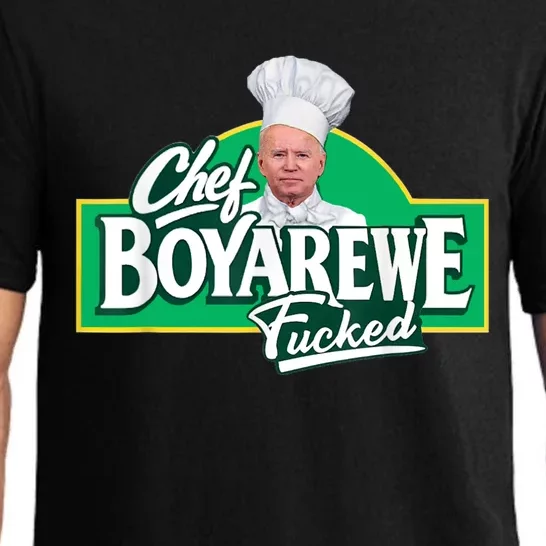 Chef BoyAreWe Fucked Funny Chef Biden Trump 2024 Pajama Set