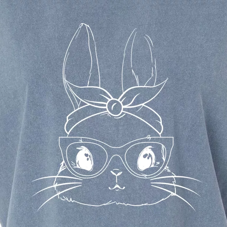 Cute Bunny Face Floral Glasses Headband Happy Easter Day Gift Garment-Dyed Women's Muscle Tee