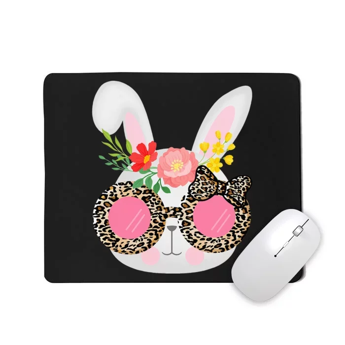 Cute Bunny Face Leopard Glasses Easter Mousepad