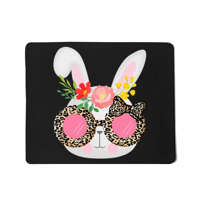 Cute Bunny Face Leopard Glasses Easter Mousepad