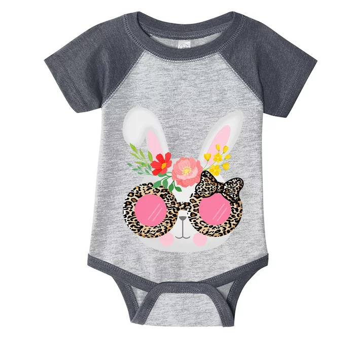 Cute Bunny Face Leopard Glasses Easter Infant Baby Jersey Bodysuit