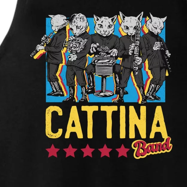 Cattina Band Funny Music Cats Ladies Tri-Blend Wicking Tank