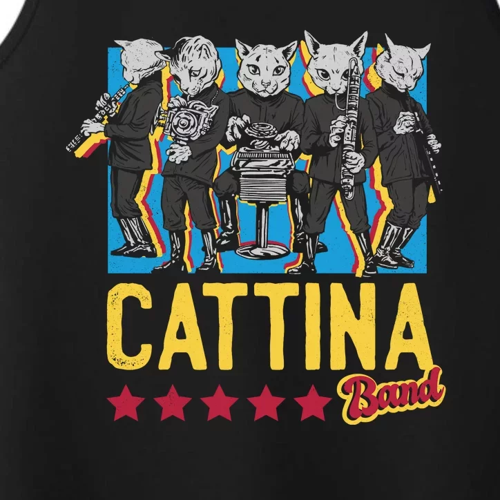 Cattina Band Funny Music Cats Performance Tank