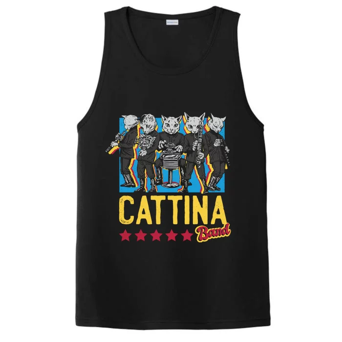 Cattina Band Funny Music Cats Performance Tank