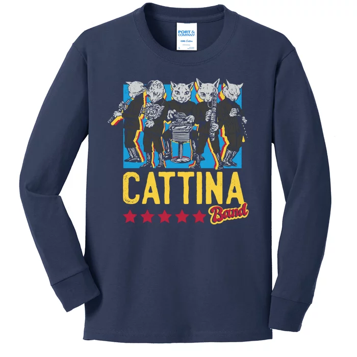 Cattina Band Funny Music Cats Kids Long Sleeve Shirt