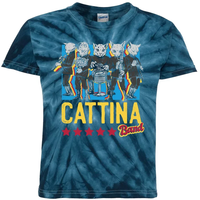 Cattina Band Funny Music Cats Kids Tie-Dye T-Shirt