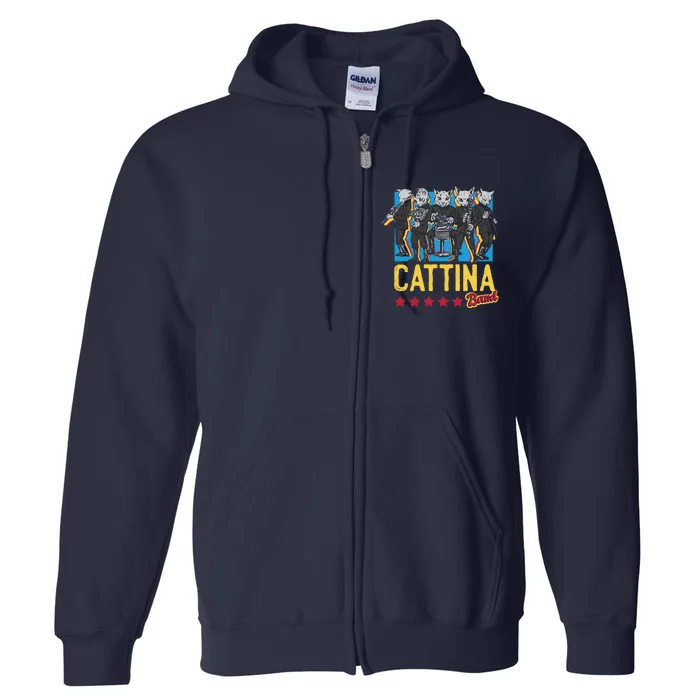 Cattina Band Funny Music Cats Full Zip Hoodie