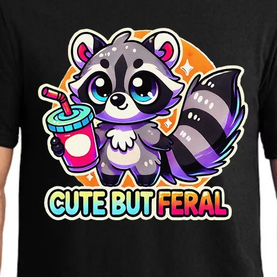 Cute But Feralraccoon Funny Pajama Set