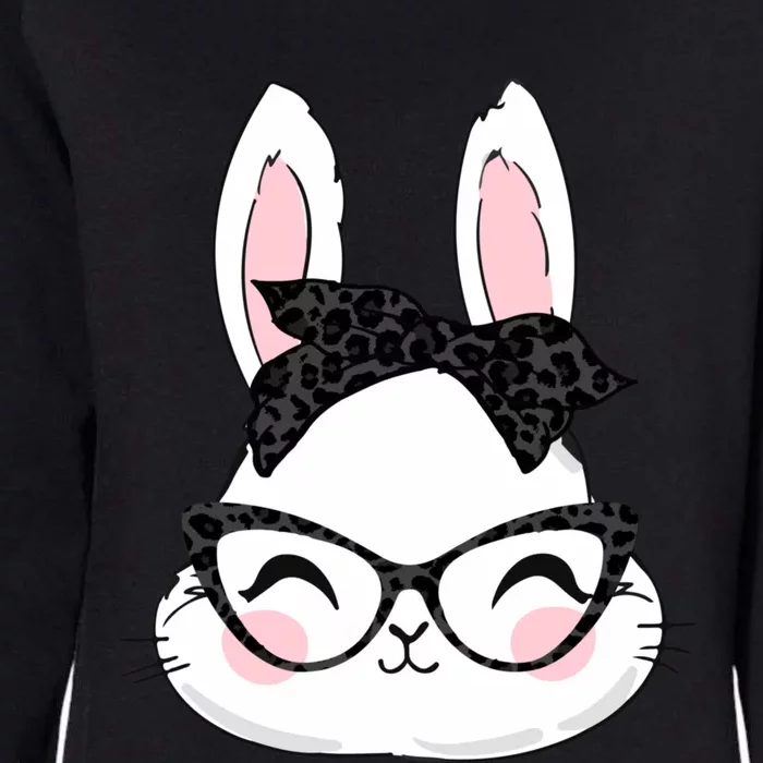 Cute Bunny Face Black Leopard Print Glasses Easter Day Cute Gift Womens California Wash Sweatshirt