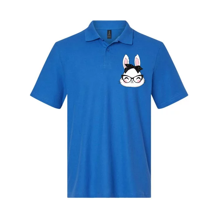 Cute Bunny Face Black Leopard Print Glasses Easter Day Cute Gift Softstyle Adult Sport Polo