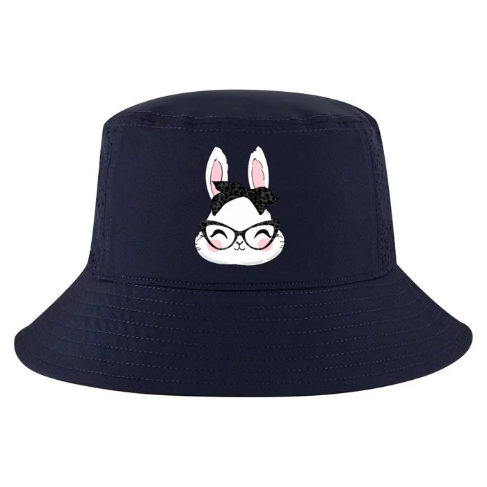 Cute Bunny Face Black Leopard Print Glasses Easter Day Cute Gift Cool Comfort Performance Bucket Hat