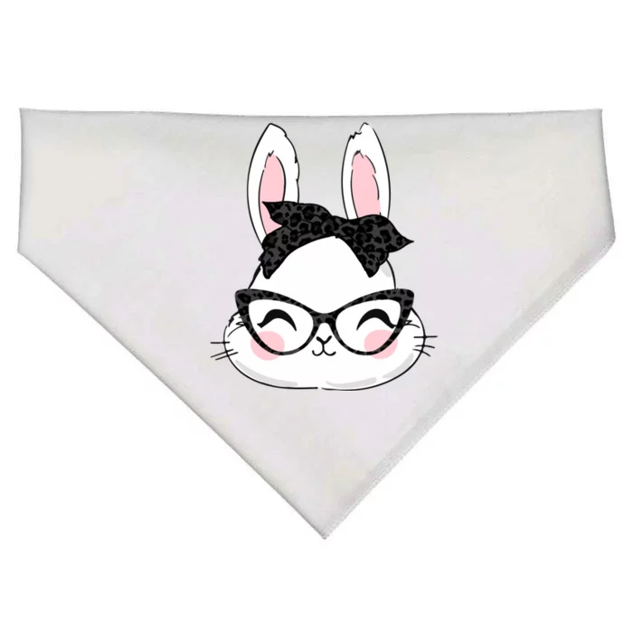 Cute Bunny Face Black Leopard Print Glasses Easter Day Cute Gift USA-Made Doggie Bandana