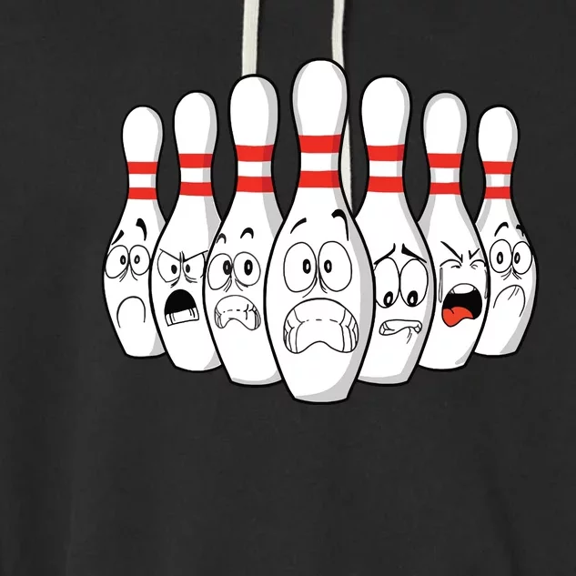 Cartoon Bowling Funny Scared Bowling Pins Garment-Dyed Fleece Hoodie