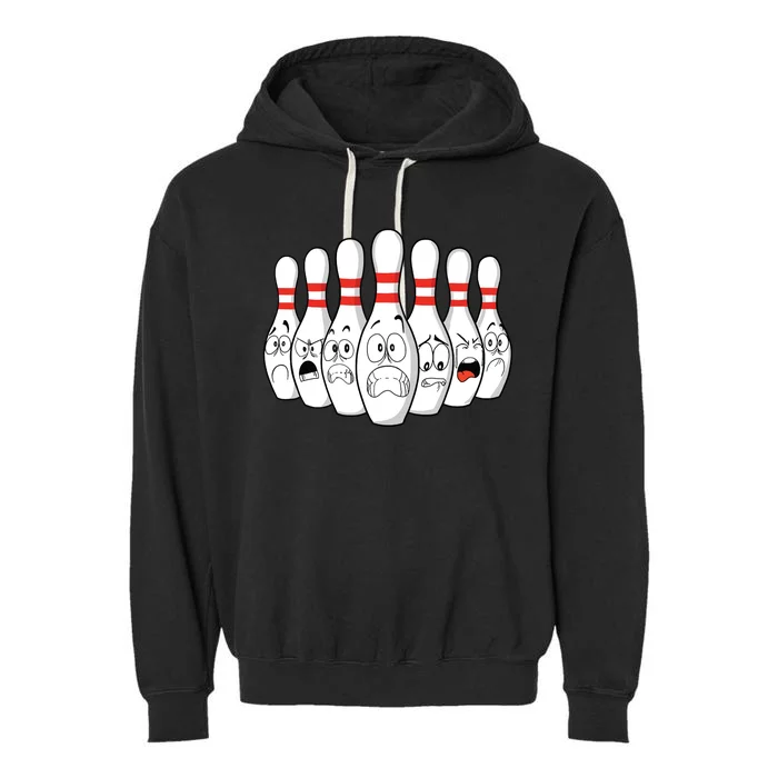 Cartoon Bowling Funny Scared Bowling Pins Garment-Dyed Fleece Hoodie