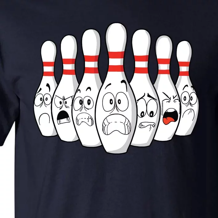 Cartoon Bowling Funny Scared Bowling Pins Tall T-Shirt