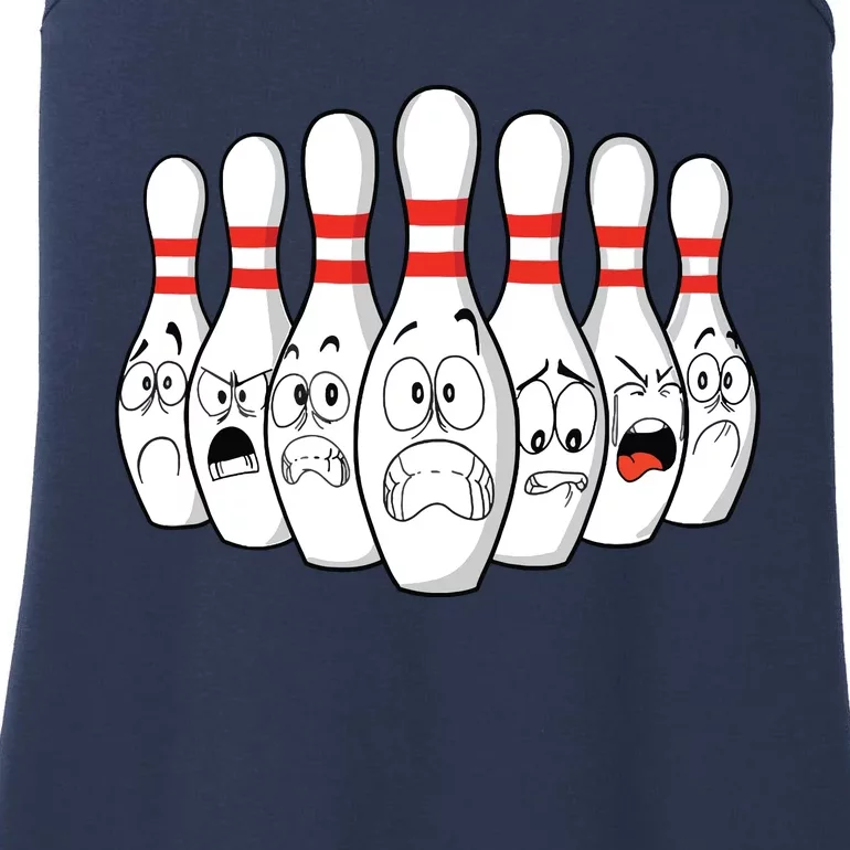 Cartoon Bowling Funny Scared Bowling Pins Ladies Essential Tank